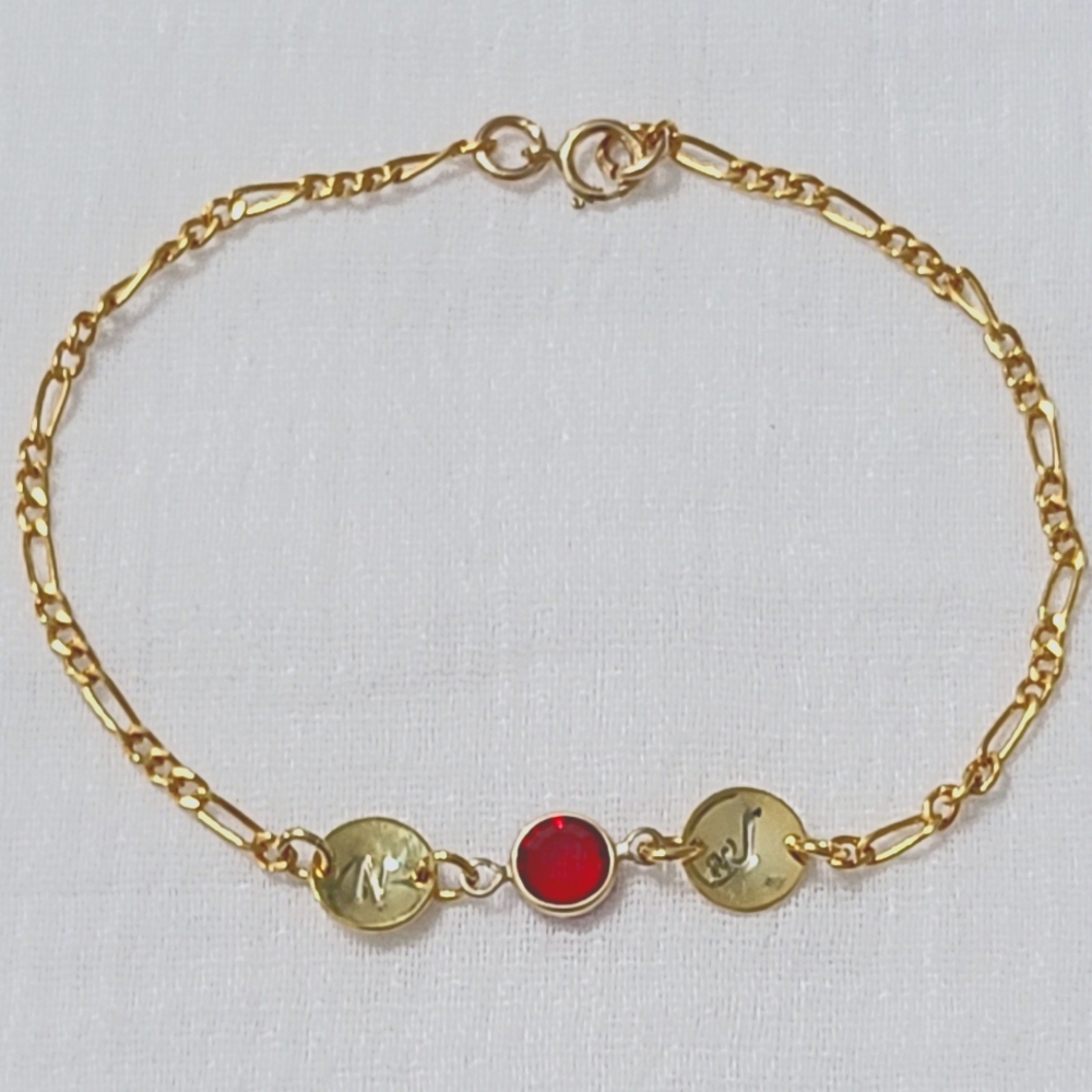14k Gold Filled initial birthstone bracelet